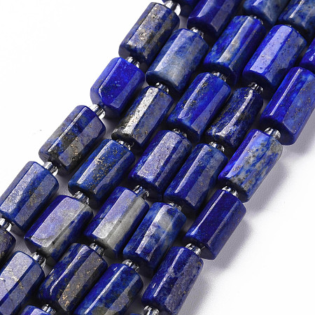 Arricraft Natural Lapis Lazuli Beads Strands, Faceted, Column, 8~11x6~8x5~7mm, Hole: 1mm, about 17pcs/strand, 7.48 inches