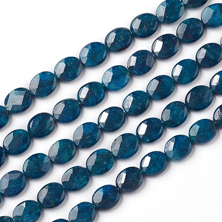 ARRICRAFT Natural Blue Apatite Beads Strands, Faceted, Oval, 9.8~10.3x8~8.3x3.7~4.1mm, Hole: 0.8mm, about 40pcs/strand, 15.55 inches(39.5cm)