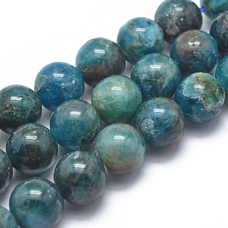 ARRICRAFT Natural Apatite Beads Strands, Grade AB, Round, 10mm, Hole: 1.2mm, about 41pcs/strand, 14.9 inches(38cm)
