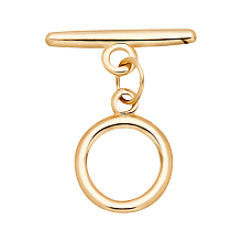 Brass Toggle Clasps, for DIY Jewelry Making, Ring, Real 18K Gold Plated, Ring: 13x1.5mm, Bar: 19.5x6.5x2mm, Hole: 1.6mm/2.5mm; 10sets/box