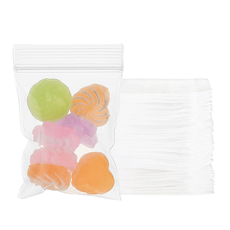 Plastic Zip Lock Bags, Resealable Small Jewelry Storage Bags Self Seal Poly Bags, Top Seal, Rectangle, Clear, 6x4cm; Unilateral Thickness: 0.1mm; about 500pcs/set