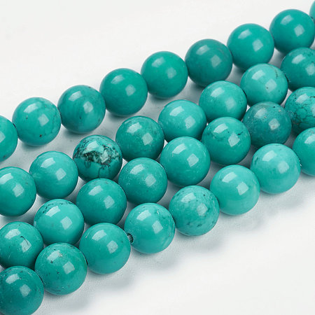 Arricraft Natural Howlite Beads Strands, Dyed & Heated, Round, 6mm, Hole: 1mm, about 65pcs/strand, 15.27 inches(38.8cm)