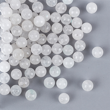 Olycraft Natural White Jade Round Bead Strands, 8mm, Hole: 1mm, 100pcs/box