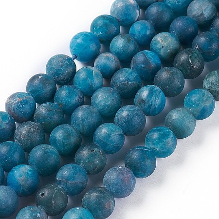 ARRICRAFT Natural Apatite Beads Strands, Frosted, Round, 4mm, Hole: 0.8mm, about 95pcs/strand, 15.5 inches(39.5cm)