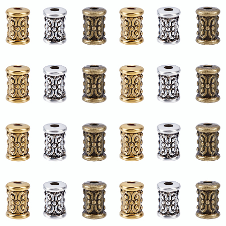 Tibetan Style Alloy Beads, Lead Free & Cadmium Free, Vase and Tube Shapes, Mixed Color, 7x5mm, Hole: 2mm; 600pcs/box