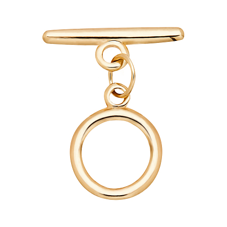 Brass Toggle Clasps, for DIY Jewelry Making, Ring, Real 18K Gold Plated, Ring: 13x1.5mm, Bar: 19.5x6.5x2mm, Hole: 1.6mm/2.5mm; 10sets/box