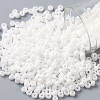 TOHO Round Seed Beads, Japanese Seed Beads, (761) Matte Opaque White, 8/0, 3mm, Hole: 1mm, about 222pcs/10g