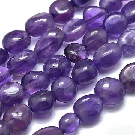 Arricraft Natural Amethyst Beads Strands, Tumbled Stone, Nuggets, 8~10x7~8x4~6mm, Hole: 0.8mm, about 46pcs/Strand, 15.75 inches(40cm)