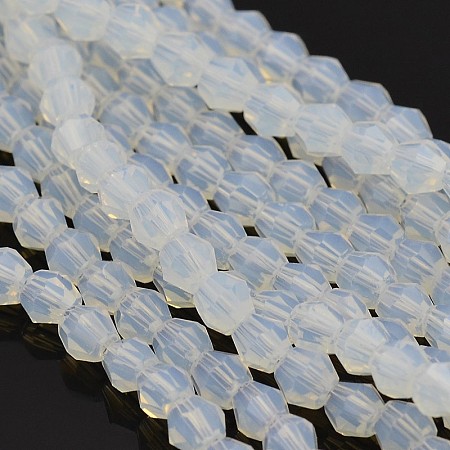 Arricraft Opal Beads Strands, Faceted Bicone, Ghost White, 4x4mm, Hole: 1mm, about 100~104pcs/strand, 18.9 inches