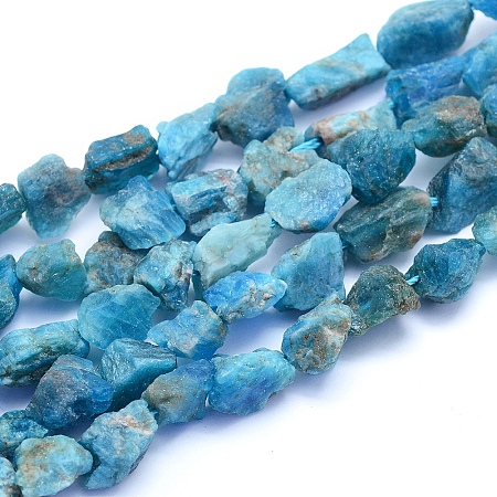 ARRICRAFT Raw Rough Natural Apatite Beads Strands, Nuggets, 6~12x6~10x5~8mm, Hole: 0.7mm, about 48pcs/strand, 15.75 inches(40cm)