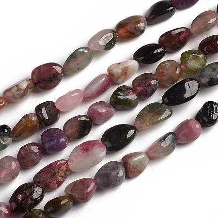 ARRICRAFT Natural Tourmaline Beads Strands, Nuggets, 10~15x7.5~11.5x7.5~12.5mm, Hole: 1mm, about 36pcs/Strand, 15.67 inches(39.8 cm)