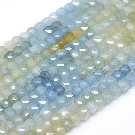 ARRICRAFT Natural Aquamarine Beads  Strands, Gradient Style, Square, Faceted, 4x4x4mm, Hole: 0.7mm, about 80pcs/strand, 15.55 inches(39.5cm)