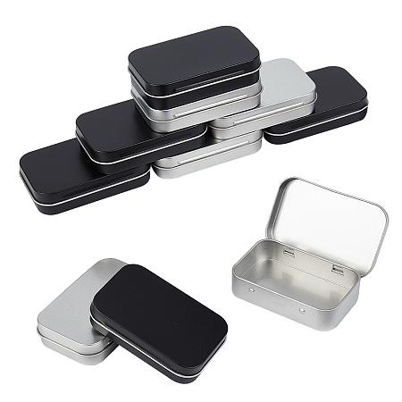 Tinplate Box, Storage Containers for Jewelry Beads, with Lid, Rectangle, Mixed Color, 9.5x6x2.2cm, 10pcs/set