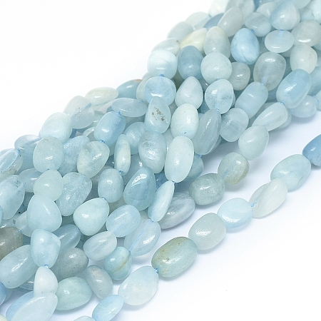 ARRICRAFT Natural Aquamarine Beads Strands, Chip, 7~14x7~8x3.5~7mm, Hole: 0.7mm, about 44pcs/Strand, 15.75 inches(40cm)