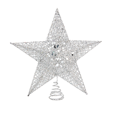 Gorgecraft Iron Christmas Tree Topper, for Christmas Decoration, Star, Silver, 300x307x95mm