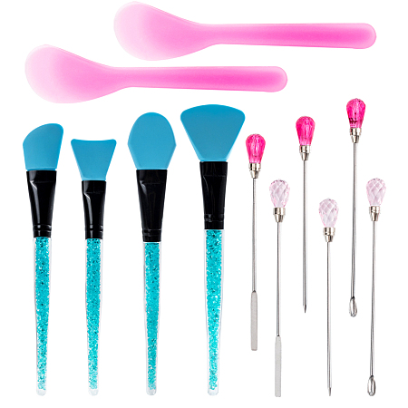 Olycraft Stirring Rod Tool Kits, for UV Resin, Epoxy Resin Jewelry Making, with Dig Powder Spoon, Poke Needle, Silicone Brush, Plastic Spatula Scoop, Mixed Color, 13pcs/set