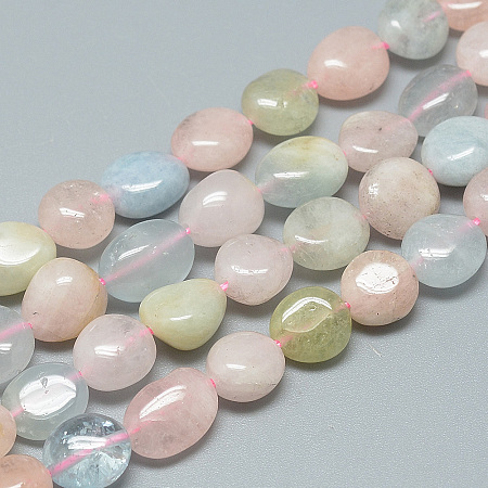 ARRICRAFT Natural Morganite Beads Strands, Nuggets, 8~12x8~10x3~9mm, Hole: 1mm, about 42pcs/strand, 16.3 inches