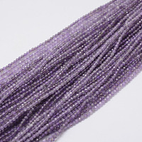 Arricraft Natural Amethyst Beads Strands, Round, Faceted(128 Facets), 2mm, Hole: 0.5mm, about 220pcs/strand, 15.7 inches(40cm)