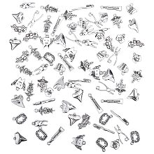 PANDAHALL ELITE Tibetan Style Alloy Pendants, Lead Free & Cadmium Free, Mixed Shapes, Antique Silver, Pendants: 78pcs/box