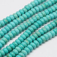 Arricraft Synthetic Turquoise Beads Strands, Dyed, Rondelle, Turquoise, 6x3mm, Hole: 1mm, about 115pcs/strand, 15.5 inches