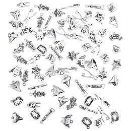 PANDAHALL ELITE Tibetan Style Alloy Pendants, Lead Free & Cadmium Free, Mixed Shapes, Antique Silver, Pendants: 78pcs/box