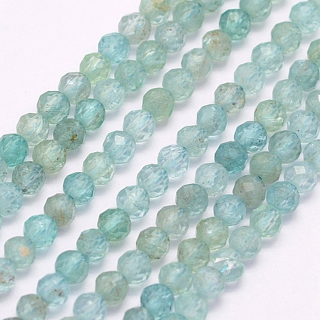 ARRICRAFT Natural Apatite Beads Strands, Faceted, Round, 3mm, Hole: 0.5mm, about 132pcs/strand, 15.5 inches(39.5cm)