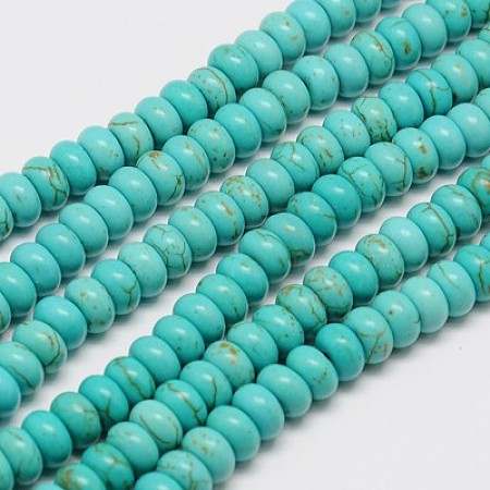 Arricraft Synthetic Turquoise Beads Strands, Dyed, Rondelle, Turquoise, 6x3mm, Hole: 1mm, about 115pcs/strand, 15.5 inches
