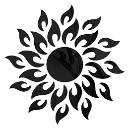 CREATCABIN Sunflower Acrylic Mirrors Wall Stickers, with Adhesive Tape, Home Decoration Wall Stickers, Acrylic Mirror Decor, Black, 205~520x225~520x150x0.2~1mm