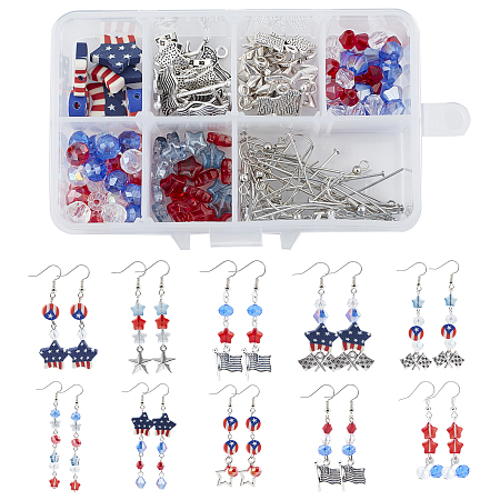 SUNNYCLUE DIY Dangle Earrings Making Kits, include Polymer Clay & Glass Beads, Tibetan Style Alloy Pendants, Brass Earring Hooks, Iron Pins, Platinum, 196pcs/box