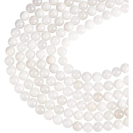 ARRICRAFT Natural White Jade Round Bead Strands, 8~8.5mm, Hole: 1mm; about 47pcs/Strand, 15.55''(39.5cm); 6strands/box