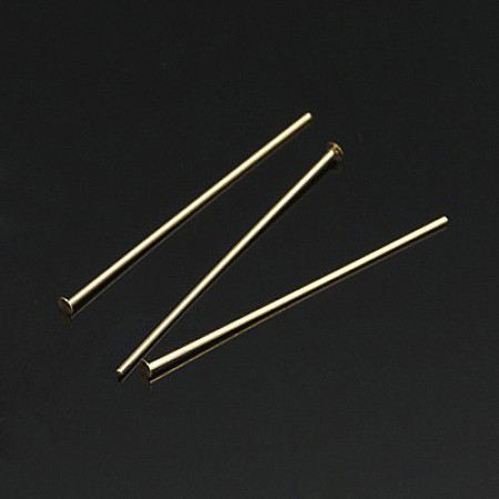 Honeyhandy Yellow Gold Filled Flat Head Pins, 1/20 14K Gold Filled, Cadmium Free & Nickel Free & Lead Free, 19x0.5mm, 24 Gauge, Head: 1mm