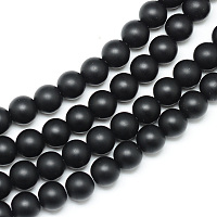 ARRICRAFT Synthetic Black Stone Bead Strands, Frosted, Round, 12~13mm, Hole: 1mm, about 31~33pcs/strand, 14.9~15.1 inch(38~38.5cm)