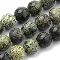 Honeyhandy Natural Serpentine/Green Lace Stone Beads Strands, Round, 8mm, Hole: 1mm, about 46~49pcs/strand, 14.5~15.3 inch