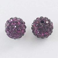 NBEADS 100pcs 8mm Amethyst Color Pave Czech Crystal Rhinestone Disco Ball Clay Spacer Beads, Round Polymer Clay Charms Beads Shamballa Jewelry Making