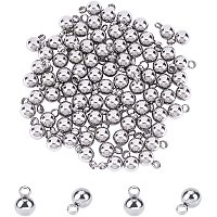 Pandahall Elite 100pcs Stainless Steel Round Pendants Small Ball Charms Silver Tones Pendants DIY for Women Jewelry Bracelet Making 7.5x5mm, Hole: 1.5mm
