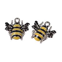 ARRICRAFT 10pcs Platinum Tone Alloy Enamel Bees Pendants for DIY Bracelet Necklace Making, Hole: 2mm