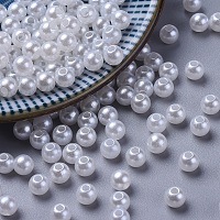 Honeyhandy White Chunky Imitation Loose Acrylic Round Spacer Pearl Beads for Kids Jewelry, 5mm, Hole: 1mm