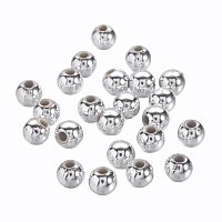 NBEADS 200 Pcs 4mm Chunky Silver Plated Acrylic Beads Round Loose Spacer Beads for Jewelry Making, Silver