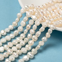 ARRICRAFT Grade A Natural Cultured Freshwater Pearl Beads Strands, Wonderful Mother's Day Gift Ideas, Oval, Two sides Polished, Natural Color, Size: about 7~8mm in diameter, hole: 0.8mm, about 54pcs/strand, 14.1 inches/strand