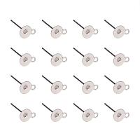 ARRICRAFT 50pcs Original Color 304 Stainless Steel Flat Round Blank Peg & Post Ear Studs Findings, 12x8x8mm, Hole: 1mm, Pin: 0.4mm