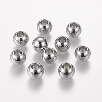 Honeyhandy 304 Stainless Steel European Beads, Large Hole Beads, Barrel, 10x8mm, Hole: 5mm
