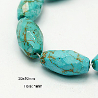 Honeyhandy Natural Howlite Beads Strands, Dyed & Heated, Faceted, Rice, Turquoise, 20x10mm, Hole: 1mm