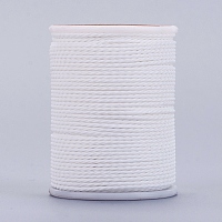 Honeyhandy Round Waxed Polyester Cord, Taiwan Waxed Cord, Twisted Cord, White, 1mm, about 12.02 yards(11m)/roll