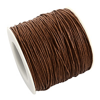 Honeyhandy Eco-Friendly Waxed Cotton Thread Cords, Macrame Beading Cords, for Bracelet Necklace Jewelry Making, Saddle Brown, 1mm, about 100yards/roll