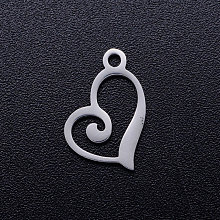 Honeyhandy 304 Stainless Steel Heart Charms, Hollow, Laser Cut, Stainless Steel Color, 13x10x1mm, Hole: 1.4mm