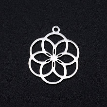 Honeyhandy 304 Stainless Steel Filigree Charms, Seed of Life/Sacred Geometry, Stainless Steel Color, 22.5x18.5x1mm, Hole: 1.5mm