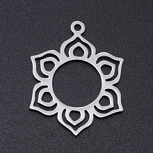 Honeyhandy 304 Stainless Steel Pendants, Laser Cut Pendants, Flower, Stainless Steel Color, 25x19.5x1mm, Hole: 1.5mm