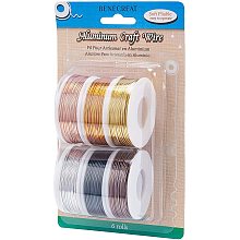 BENECREAT 6 Rolls Mixed Jewelry Craft Wire(17 Gauge, 52 Feet/Roll) Bendable Metal Wire for Jewelry Beading Sculpture Craft