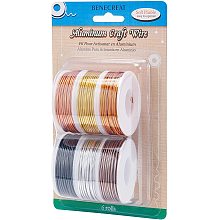 BENECREAT 6 Rolls Mixed Jewelry Craft Wire(15 Gauge, 32 Feet/Roll) Bendable Metal Wire for Jewelry Beading Sculpture Craft