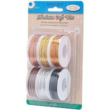 BENECREAT 6 Rolls Matte Jewelry Craft Wire(15 Gauge, 32 Feet/Roll) Bendable Metal Wire for Jewelry Beading Sculpture Craft